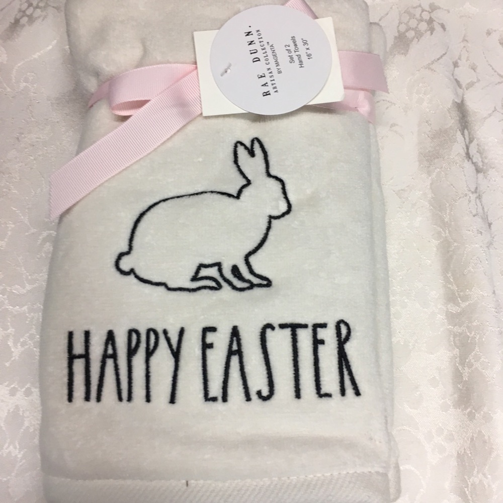Rae Dunn Ivory Hand Towels, EASTER